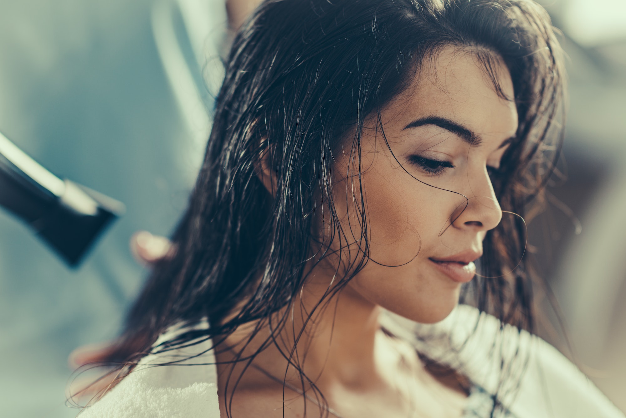 Drying hair in hair salon